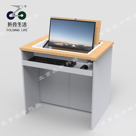 Q1單人位顯示器隱藏電腦桌，多功能翻轉(zhuǎn)電腦桌